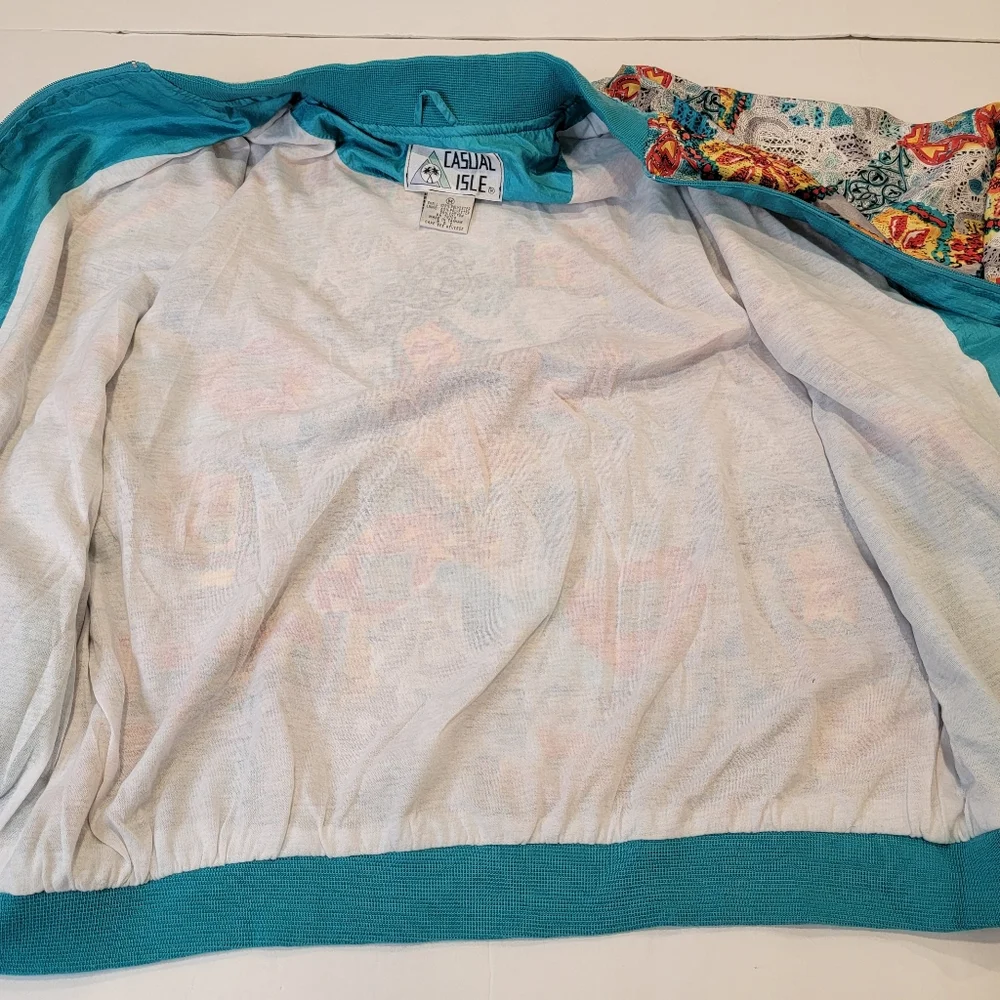Vintage Casual Isle Dolman Sleeve Full Zip Printed Jacket 90s Y2K Size Medium